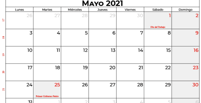 calendario 2021 mayo argentina