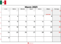 calendario 2021 mayo mexico