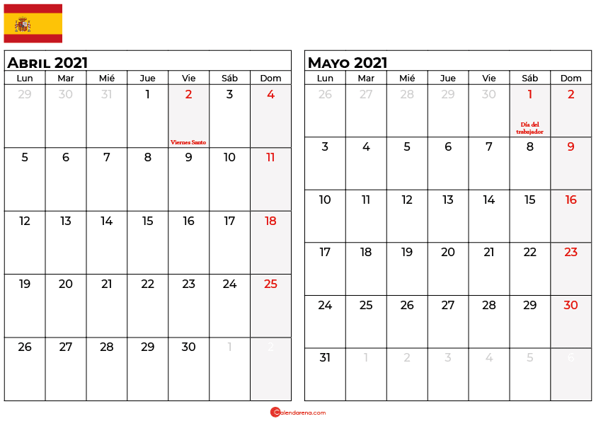 calendario abril mayo 2021 espana