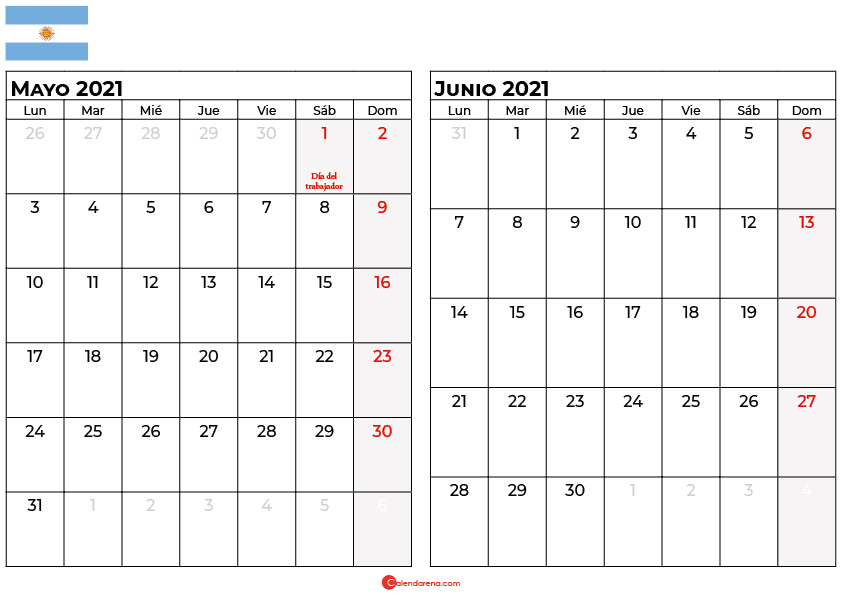 calendario mayo junio 2021 argentina