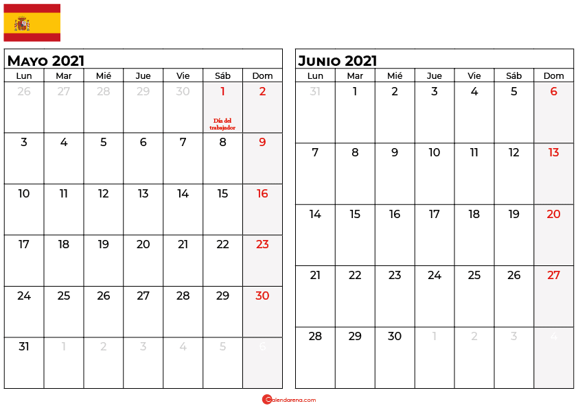 calendario mayo junio 2021 espana