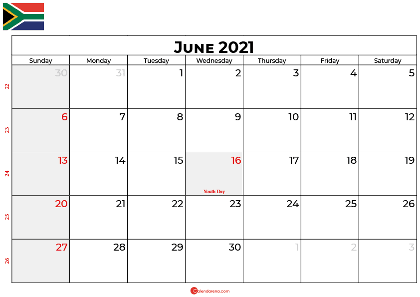 june 2021 calendar SA