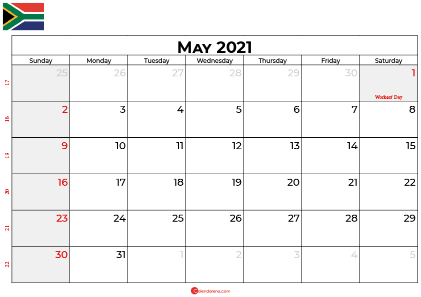 may 2021 calendar SA
