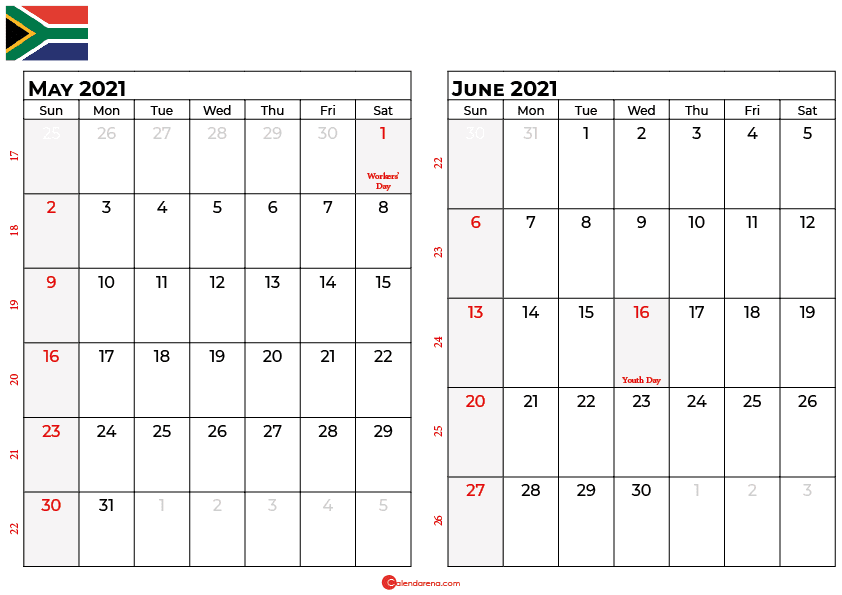may and june 2021 calendar sa