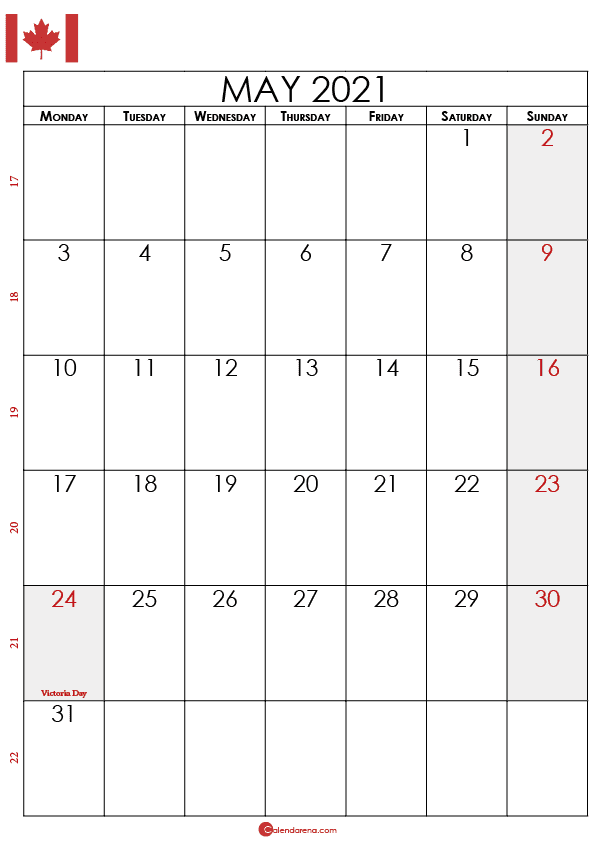may calendar 2021 canada