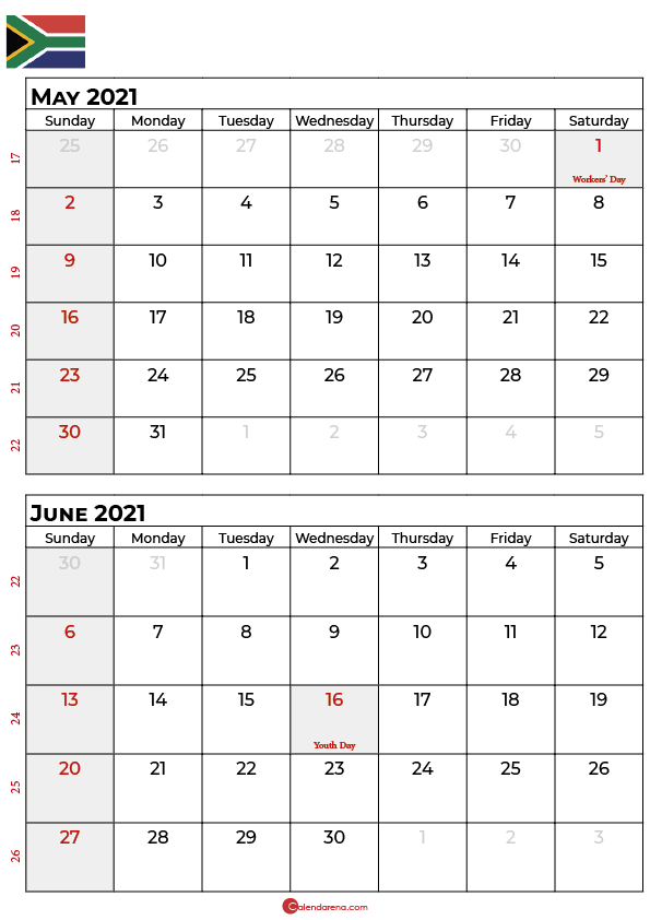 may june 2021 calendar sa