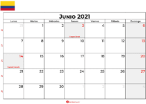 calendario junio 2021 colombia