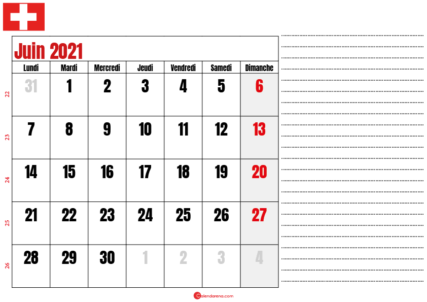 calendrier 2021 juin suisse