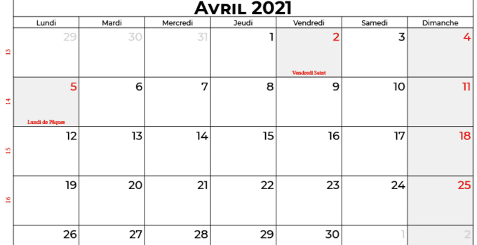 calendrier avril 2021 suisse