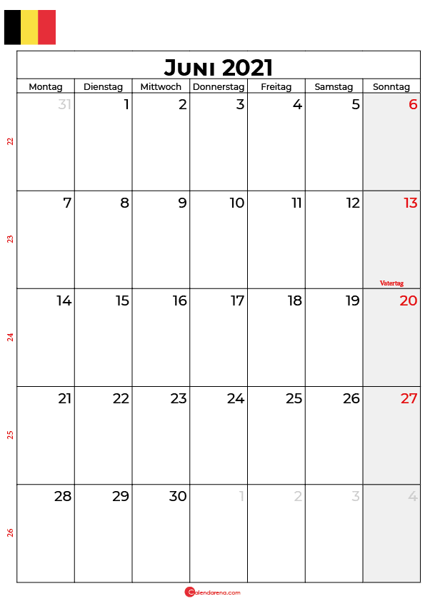 kalender 2021 juni Belgien