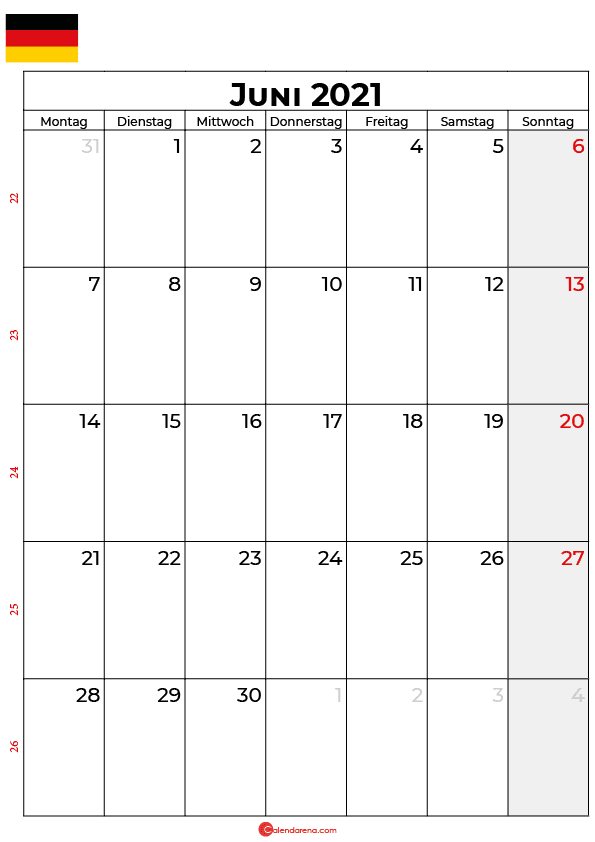 Kalender Juni 2021 Deutschland