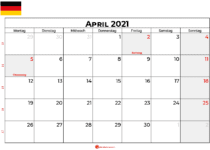 kalender april 2021 Deutschland