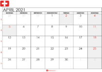 kalender april 2021 Schweiz