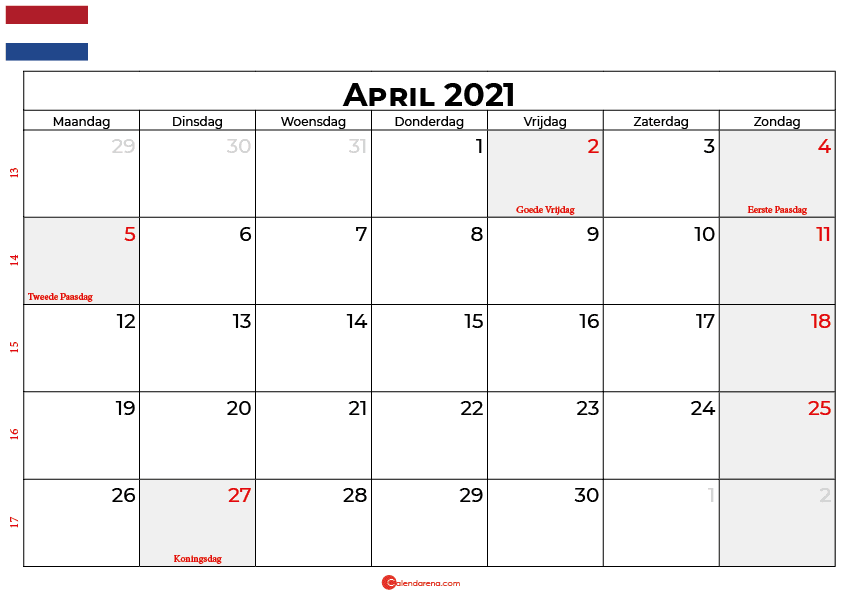 kalender april 2021 nederland