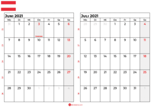 Download Kostenlos Kalender Juni 2021 Österreich