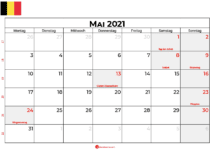 kalender mai 2021 Belgien