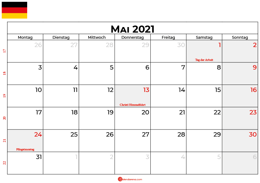 kalender mai 2021 Deutschland