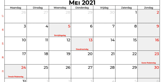 kalender mei 2021 nederland