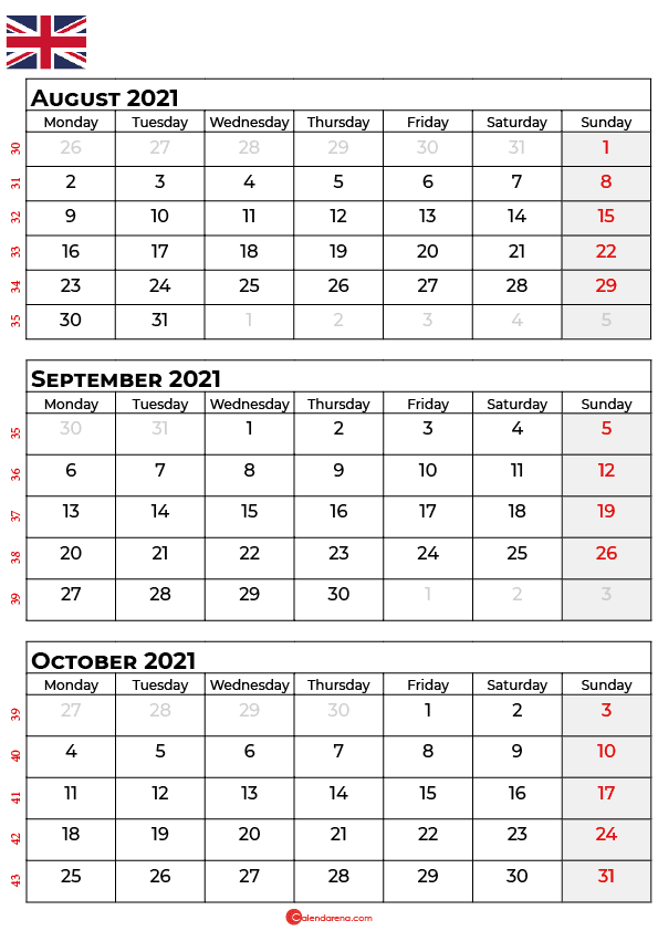 august september october 2021 calendar