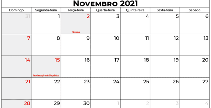 calendário novembro 2021 brasil