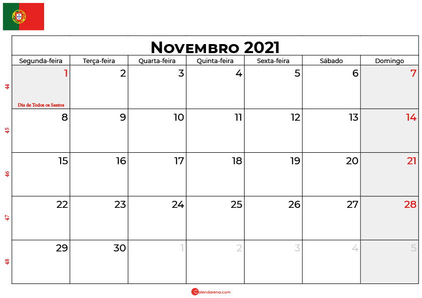 calendário novembro 2021 portugal