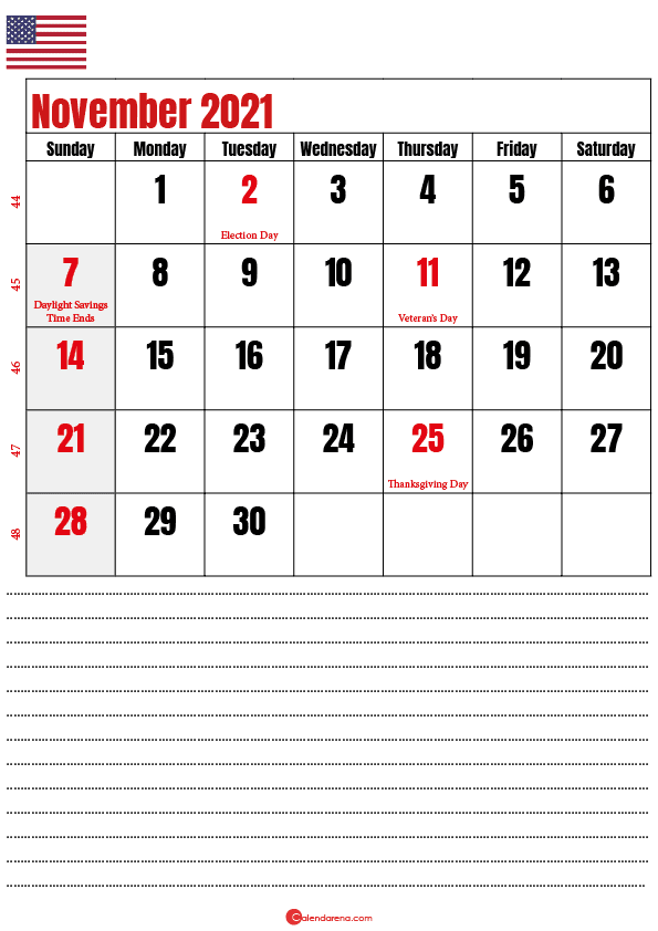 november 2021 calendar printable usa