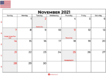 november 2021 calendar usa