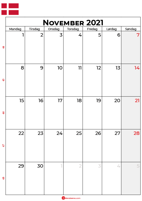 november 2021 kalender