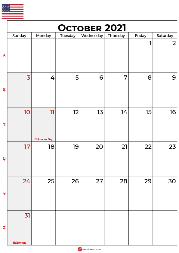 october calendar 2021