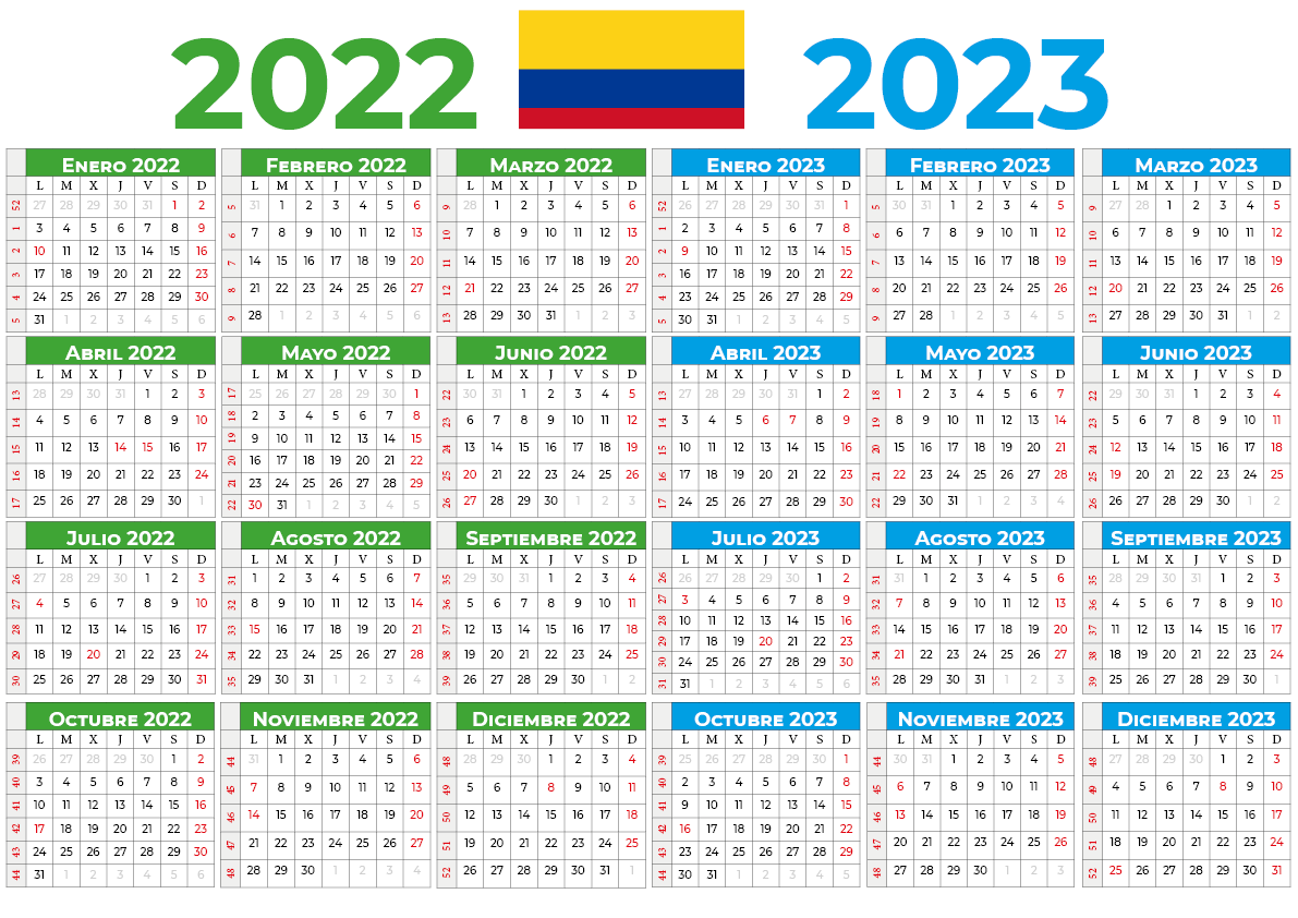 Calendario 2022 Colombia Con Días Festivos Para Imprimir