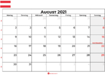 Kalender august 2021 Österreich