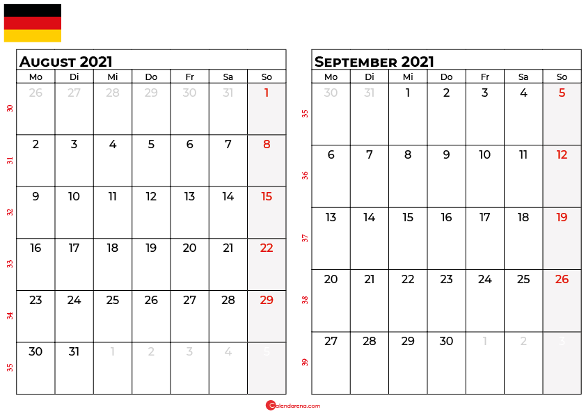 Kalender august september 2021 Deutschland