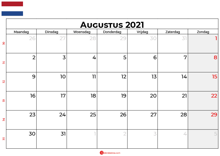Kalender augustus 2021 nl