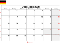 Kalender dezember 2021 Deutschland