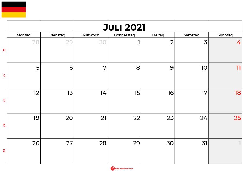 Kalender juli 2021 Deutschland
