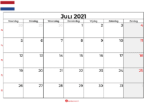 Kalender juli 2021 nl
