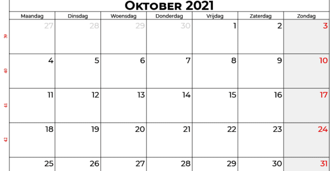 Kalender oktober 2021 nl