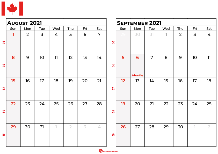 august and september 2021 calendar ca