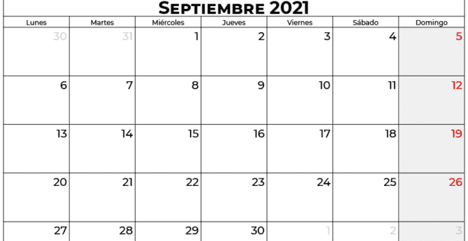calendario 2021 septiembre espana