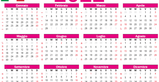 calendario 2022 italiano