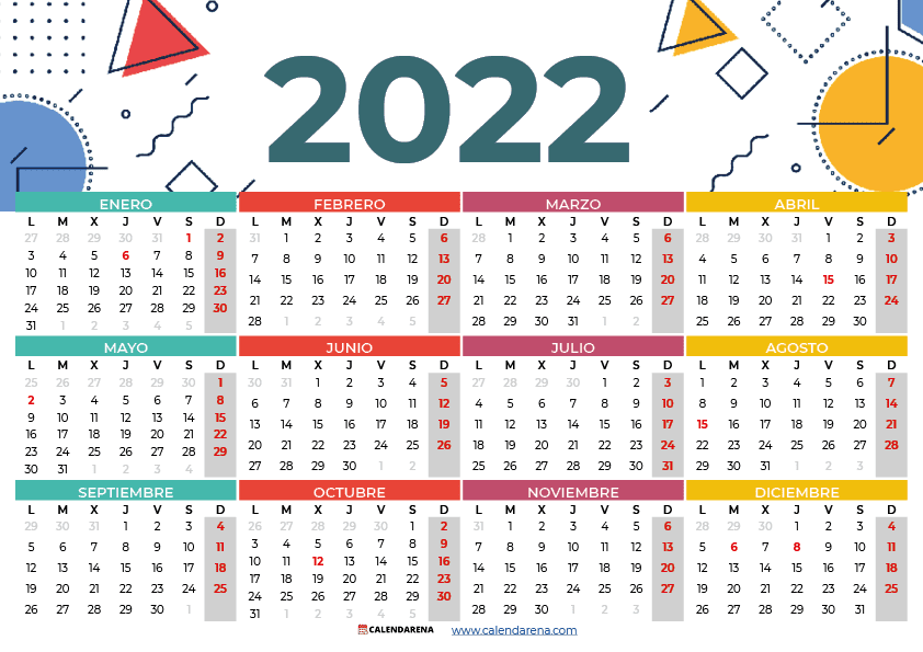 calendario 2022 para imprimir