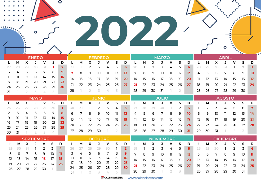 calendario 2022 para imprimir mexico