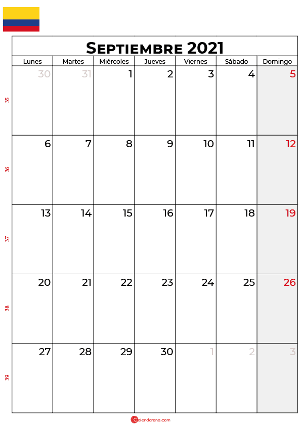 calendario de septiembre 2021 colombia