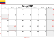 calendario julio 2021 colombia