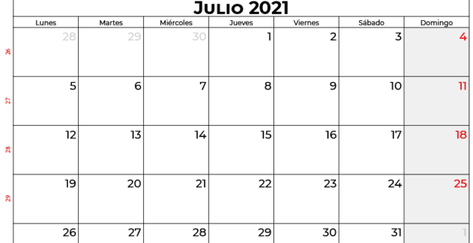 calendario julio 2021 mexico