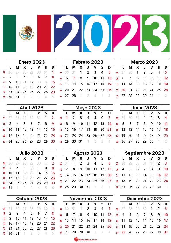 calendario mexico 2023 con festivos