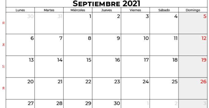 calendario septiembre 2021 colombia