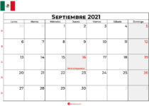 calendario septiembre 2021 mexico