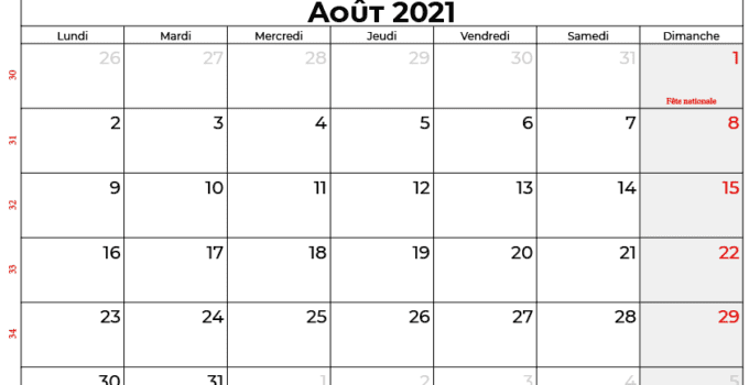 calendrier aout 2021 swisse