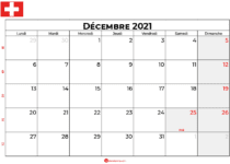 calendrier décembre 2021 swisse